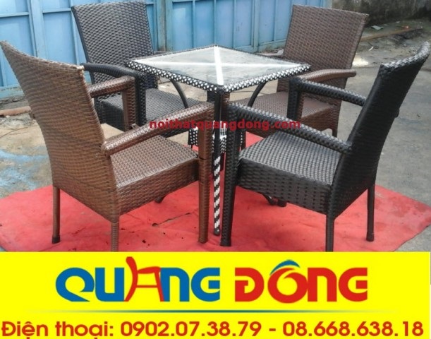 b&agrave;n ghế cafe QD-037,b&agrave;n ghế nhựa giả m&acirc;y QUANG Đ&Ocirc;NG