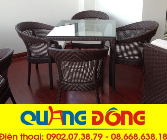 bàn ghế cafe QD-262 bàn ghế nhựa giả mây đẹp-bàn ghế cafe