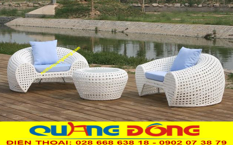 B&agrave;n ghế giả m&acirc;y QD-2025, b&agrave;n ghế nhựa m&acirc;y đan kiểu mắt c&aacute;o, thiết kế đẹp cho s&acirc;n vườn.