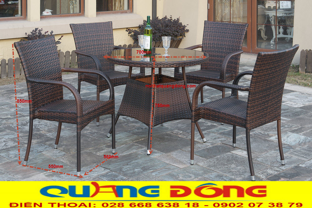 Bàn ghế nhựa giả mây QD-2025, bàn ghế mây nhựa đan thủ công bền đẹp, kích thước chuẩn (bạn có thể yêu cầu đặt hàng theo màu sắc và chất liệu khung sườn mình yêu thích phù hợp với thị hiếu, nhu cầu.