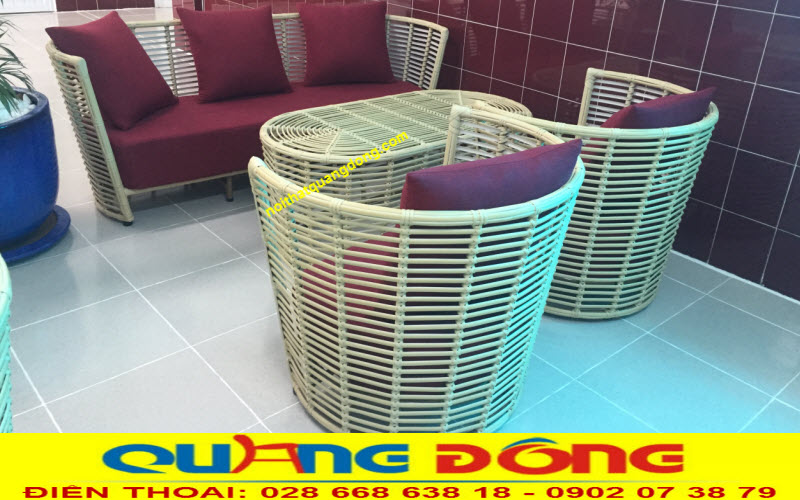 Bộ bàn ghế dành cho văn phòng, biệt thự Cách điệu từ phong cách sofa, bộ bàn ghế giả mây QD-2053 sang chảnh ở không gian nội thất trường học quốc tế Á Châu