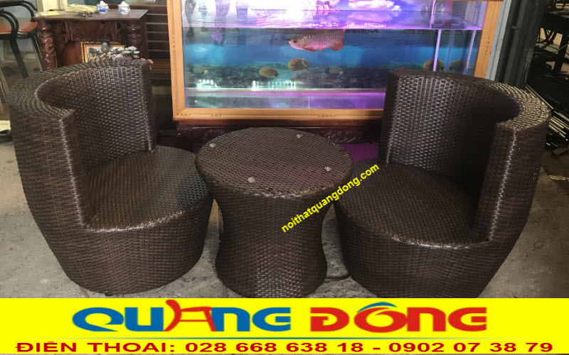 B&agrave;n ghế gỉa m&acirc;y QD-2075, ghế s&acirc;n vườn, ngo&agrave;i trời, h&igrave;nh ảnh thực tế tại xưởng sản xuất.