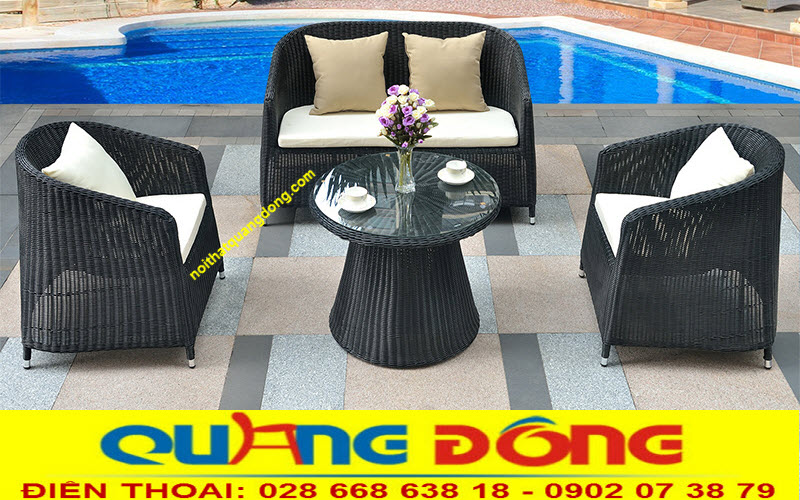 Bàn ghế giả mây QD-276|Bàn ghế mây nhựa Bàn ghế nhựa giả mây QD-276, đan mây nhựa sợi tròn, bộ bàn ghế có thể sử dụng cho không gian ngoài trời.