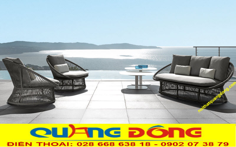 Một sản phẩm ghế ngoài trời cao cấp, thiết kế ấn tượng và độc đáo, bàn ghế ngoài trời nhựa giả mây QD-277