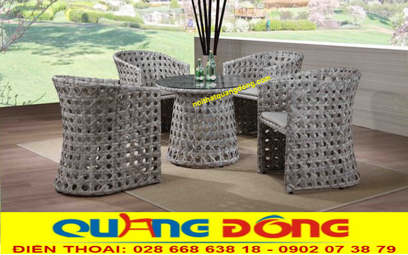 Bàn ghế giả mây QD-354|Ghế ngoài trời Bàn ghế nhựa giả mây QD-074 đạt chuẩn hàng việt chất lượng cao được sản xuât tại công ty Nội Thất Quang Đông