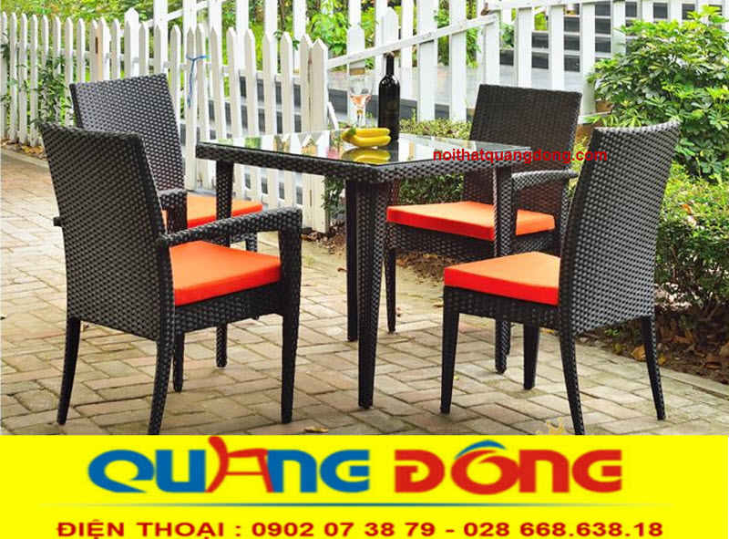 B&agrave;n ghế giả m&acirc;y QD-363 đan sợi nhựa giả m&acirc;y cao cấp, độ bền cao gi&aacute; tốt, khung bằng th&eacute;p mạ kẽm, nh&ocirc;m hoặc inox sơn tĩnh điện, b&agrave;n ghế m&acirc;y nhựa giả tốt tại hồ ch&iacute; minh.
