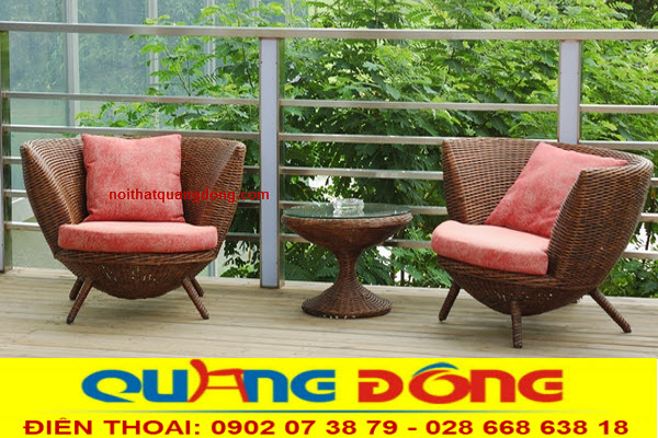 B&agrave;n ghế nhựa giả m&acirc;y QD-385, mẫu b&agrave;n ghế đẹp tuyệt vời d&agrave;nh cho ban c&ocirc;ng, cafe cao cấp, kh&aacute;ch sạn, resort.