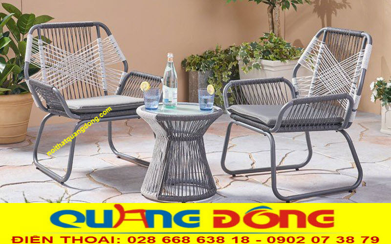 Ghế mây nhựa cao cấp - Bàn ghế giả mây QD-388 Bàn ghế giả mây cao cấp thiết kế mới độc đáo