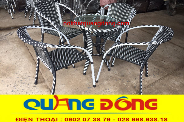 bàn ghế giả mây QD-045|nội thất quang đông mẫu ghế giả mây đơn giản với giá thành rẻ được rất nhiều quán cafe bình dân sử dụng