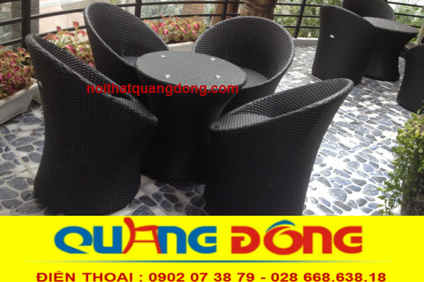 Bàn ghế giả mây QD - 266 dùng ngoài trời Mẫu ghế giả mây phù với nhiều không gian từ phòng lạnh, tới sân vườn ngoài trời