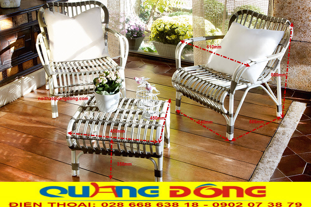 Bàn ghế giả mây QD-2022 kích thước đạt chuẩn đẹp và thoải mái Bàn ghế nhựa giả mây QD-2022 với kích thước đạt chuẩn đảm bảo tính thẩm mỹ và độ êm thoái làm hài lòng nhiều quý khách hàng, hài hòa nhiều không gian bàn ghế nhựa giả mây QD-2022 là sản phẩm mà bạn nên tham khảo cho không gian của mình.