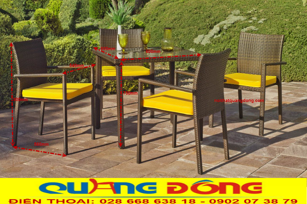 Bàn ghế nhựa giả mây QD-2023 màu sắc đẹp. Bàn ghế nhựa giả mây QD-2023 màu sắc đẹp cùng thiết kế trẻ trung năng động nhưng vẫn giữ lại nét duyên của kiểu đan mây nhựa truyền thống. Sản phẩm được bảo hành 12 tháng là cam kết chất lượng để khách hàng yên tâm nhất.