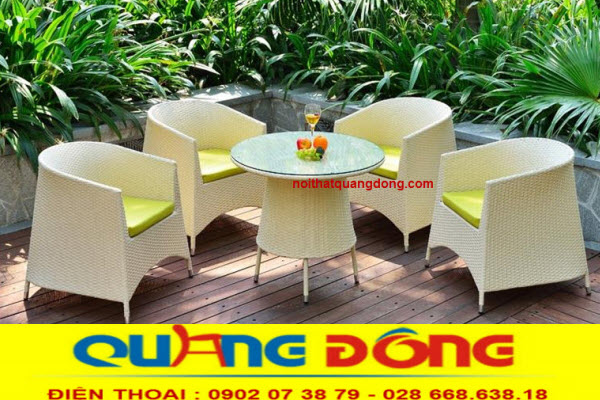Bàn ghế sân vườn, ngoài trời|Bàn ghế mây nhựa QD-2064 Bàn ghế nhựa giả mây QD-2064 màu trắng, đan sợi nhựa giả mây kháng tia UV, tia cực tím, bền màu, thiết kế đẹp.