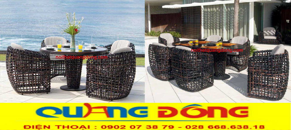 Bàn ghế giả mây QD-369|bàn ghế tích hợp ba trong một. Bàn ghế giả mây QD-369 êm ái, bền đẹp và cao cấp