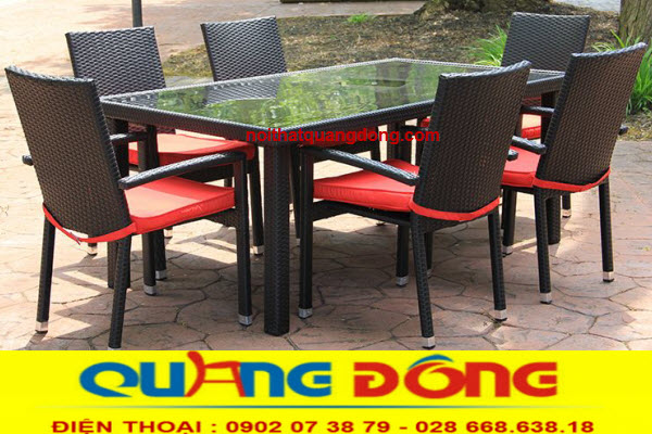Bàn ghế nhựa mây|Ghế mây nhựa|Bàn ghế nhựa mây QD-378 Bàn ghế nhựa giả mây QD-378|Mẫu bàn ăn ngoài trời đan mây nhựa, thiết kế bàn vuông lịch sự, thiết kế ấn tượng