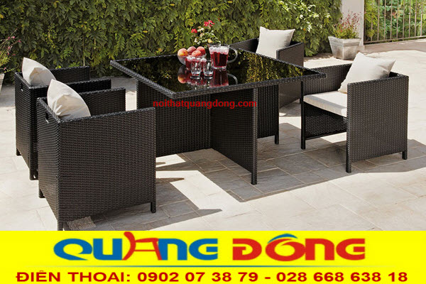Ghế mây nhựa|Bàn ghế giả mây QD-391 Bàn ghế nhựa giả mây QD-391 là bộ bàn được thiết kế thông minh ghế mây nhựa có thể xếp gọn, ít tốn diện tích khi không sử dụng