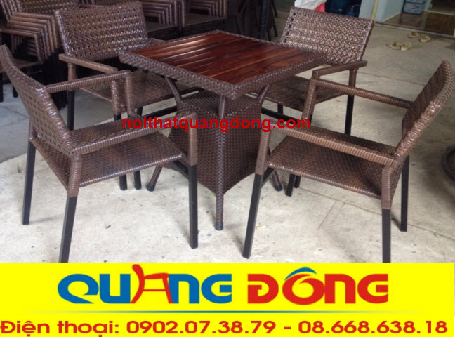 b&agrave;n ghế giả m&acirc;y với kiểu đan mắt c&aacute;o bền đẹp ,sản phẩm cho qu&aacute;n cafe s&acirc;n vườn