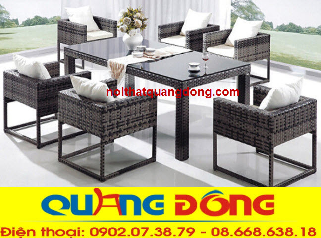 mẫu b&agrave;n ghế nhựa giả m&acirc;y d&ugrave;ng cho khu vực ngo&agrave;i trời s&acirc;n vườn 