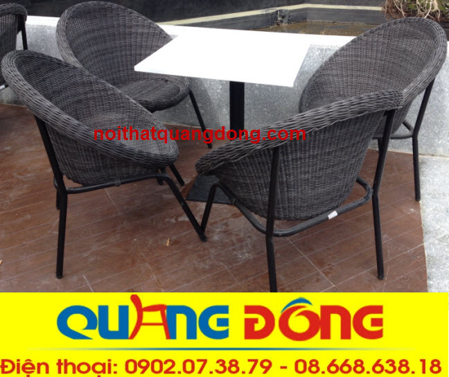 bàn ghế nhựa giả mây sợi tròn mẫu bàn ghế nhựa giả mây chuyên dùng cho quán cafe khu resort...