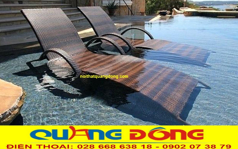 Ghế tắm nắng|ghế hồ bơi QD-1237 Ghế nằm hồ bơi nhựa giả mây QD-1237 đan mây nhựa cao cấp, khung bằng nhôm hoặc inox 304 bền chắc