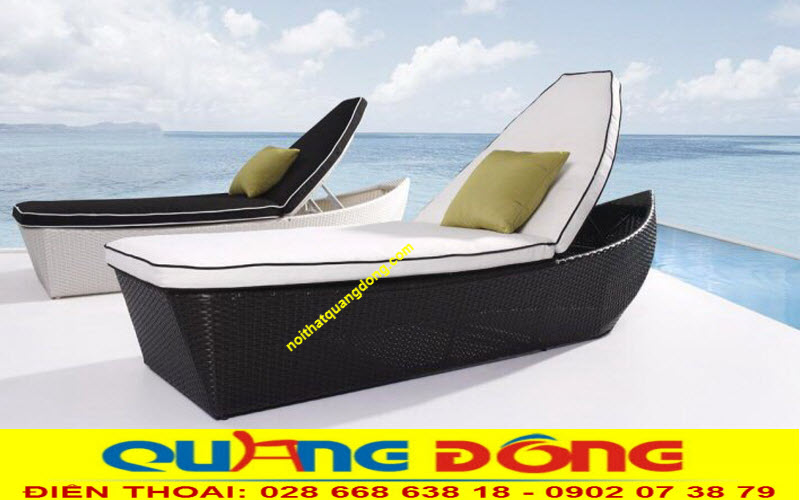 Ghế nằm hồ bơi nhựa giả mây QD-1240 ý tưởng thiết kế hình con thuyền ra khơi vô cùng sáng tạo.