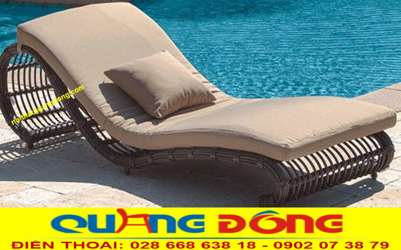 Ghế hồ bơi giả mây QD-579 ý tưởng sáng tạo uốn lượng hình sóng, ghế đan mây nhựa bán nguyệt bản lớn.