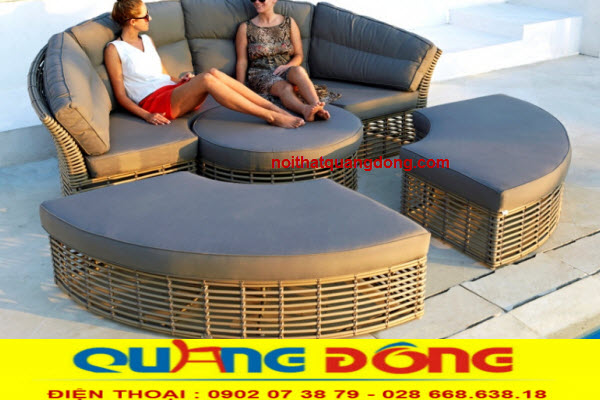 giường tắm nắng QD-519|ghế thư giãn màu nâu. giương tắm nắng nhựa giả mây QD-519 đan sợi nhựa màu nâu trầm ấm.