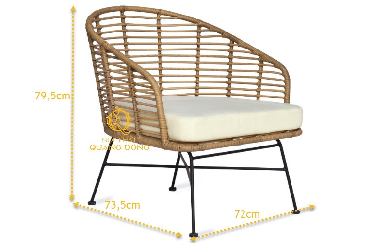 Quy cách kích thước mẫu ghế giả mây QD-278 Kích thước mẫu ghế giả mây QD-278
