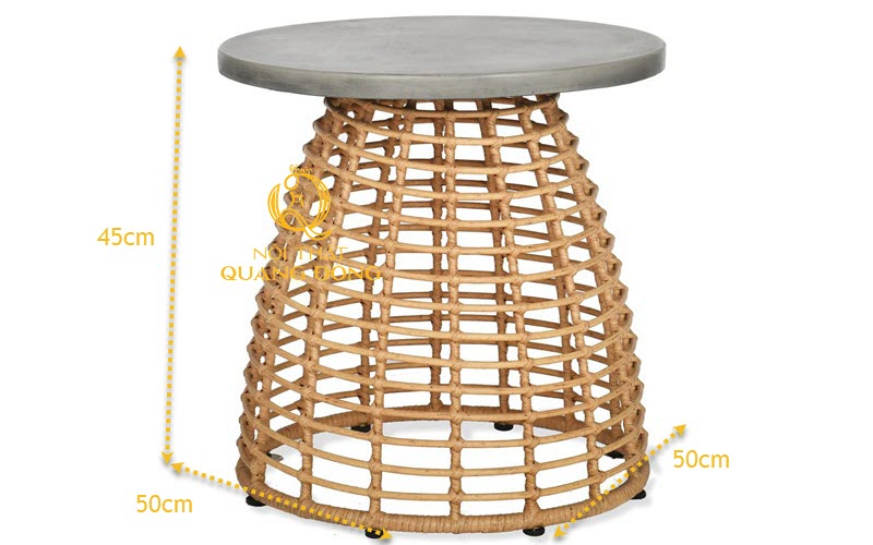 Quy cách kích thước mẫu bàn giả mây QD-278 kích thước mẫu bàn giả mây QD-278
