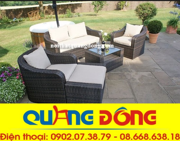 sofa nhựa giả m&acirc;y chuy&ecirc;n d&ugrave;ng cho khu vực s&acirc;n vườn ngo&agrave;i tr&ograve;i qd-602