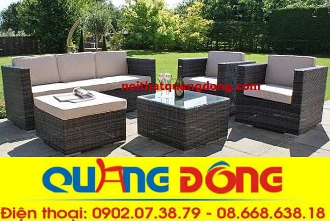 mẫu b&agrave;n ghế s&acirc;n vườn sofa ngo&agrave;i trời bằng nhựa giả m&acirc;y cao cấp 
