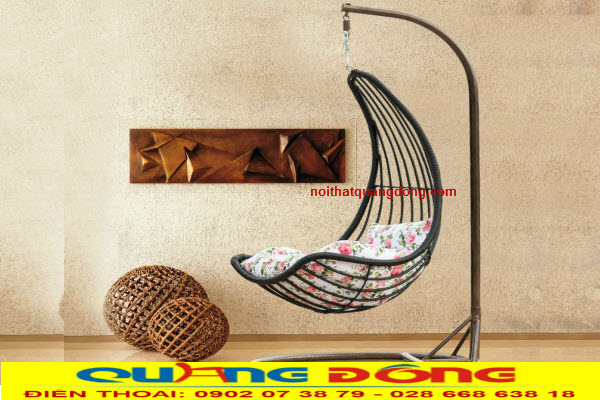 Xích đu mây nhựa QD-400|Ghế thư giãn Ghế xích đu mây nhựa QD-400, mẫu ghế thư giãn đẹp cho sân vườn, ngoài trời.