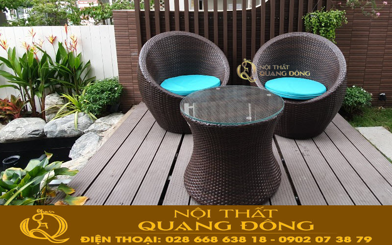 Bàn ghế giả mây hạng sang cho sân vườn ngoài trời, cho không gian thêm hiện đại đẳng cấp hơn