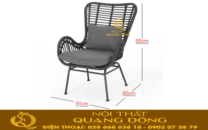 Kích thước ghế giả mây QD-356 Quy cách kích thước tiêu chuẩn để sản xuất mẫu ghế giả mây QD-356