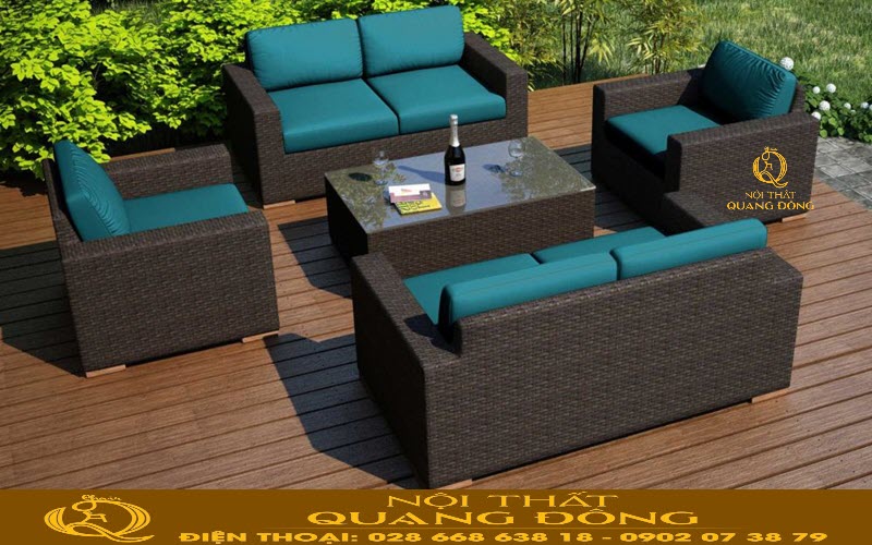 Bàn ghế mây nhựa sân vườn thiết kế sang trọng nâng tầm thẩm mỹ sân vườn Nội thất Quang Đông Bàn ghế mây nhựa sân vườn Nội thất Quang Đông