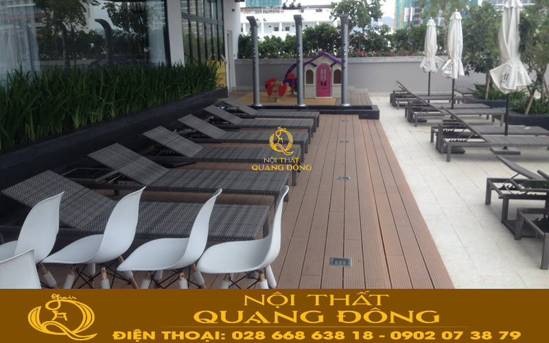 Ghế nằm hồ bơi mây nhựa QD-1247 Nội thất Quang Đông