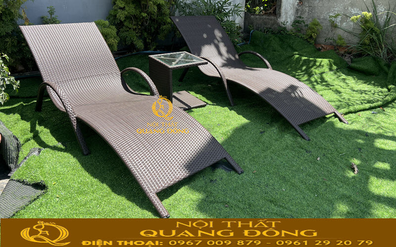 Ghế hồ bơi giả mây QD-1282 được đan tay thủ công từ sợi mây nhựa cao cấp