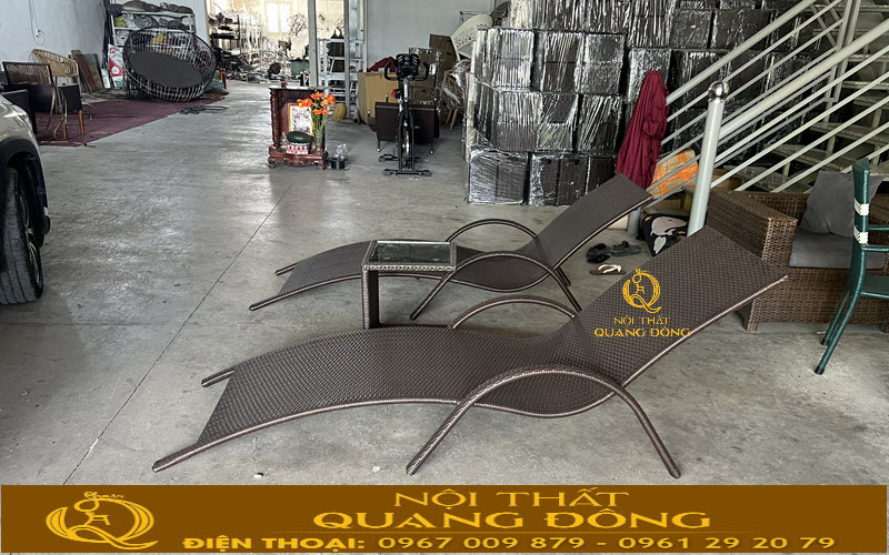Ghế hồ bơi giả mây QD-1282 tại xưởng Nội thất Quang Đông