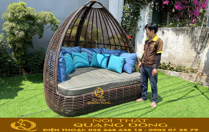 Giường tắm nắng mây nhựa QD-533