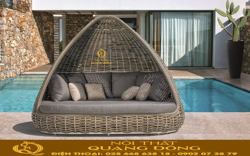 Giường tắm nắng mây nhựa QD-545 cao cấp, chất lượng