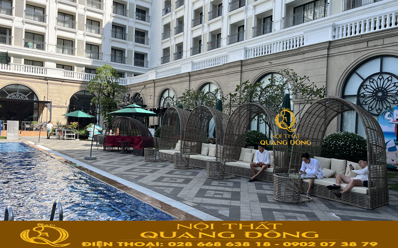 Sofa mây nhựa QD-708 thích hợp trưng bày tại những nơi cao cấp