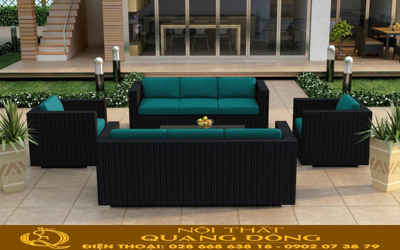Sofa mây nhựa sân vườn Nội thất Quang Đông bàn ghế mây nhựa sân vườn Nội thất Quang Đông