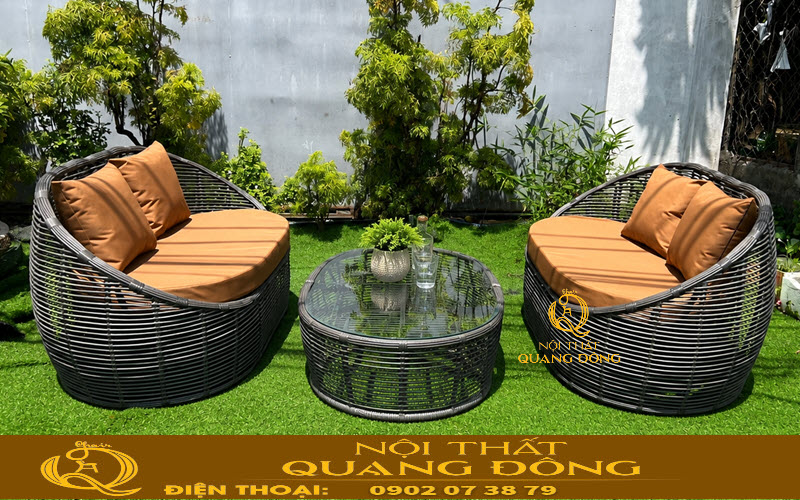 Sofa giả mây QD-757 kích thước cân đối phù hợp nhiều không gian Sofa giả mây QD-757 sự kết hợp đồng bộ giữa băng dài và bàn giúp sản phẩm phù hợp nhiều không gian