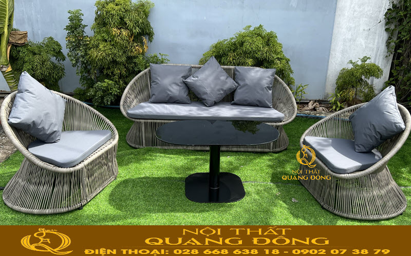 Sofa giả mây QD-758 dễ dàng kết hợp với nhiều mô hình không gian