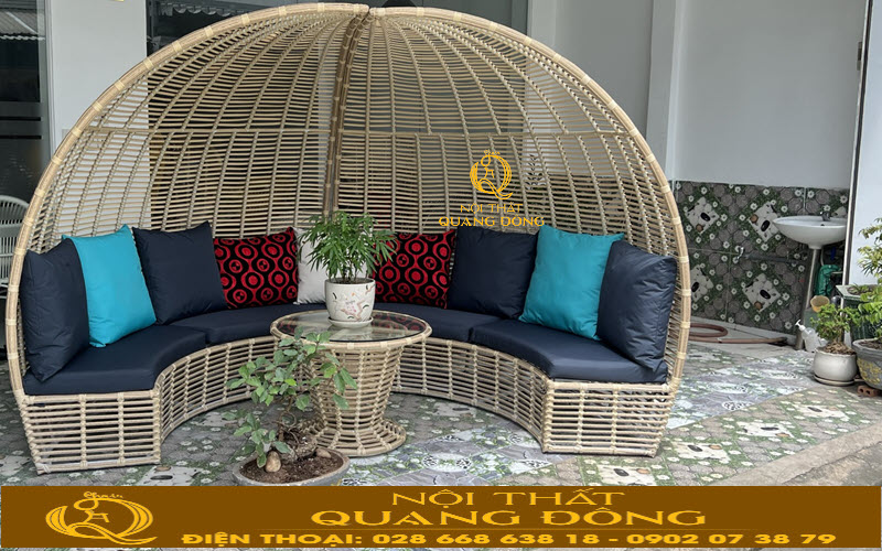 Sofa vòm giả mây QD-655 màu vàng mây tự nhiên
