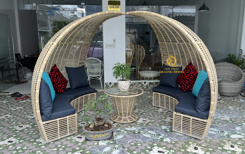 Mẫu sofa sân vườn ngoài trời, thiết kế hiện đại  cho sofa giả mây QD-655