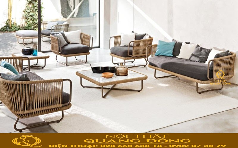 Sofa mây nhựa cho phòng khách trở nên sang trọng