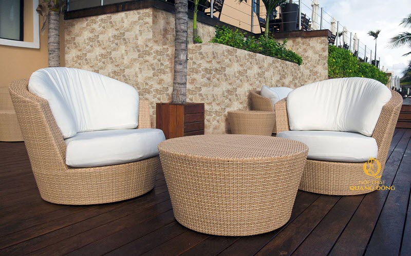 Bộ bàn ghế giả mây cho ban công rộng giúp tối ưu công năng sử dụng Bộ bàn ghế giả mây QD - 2019 dành cho ban công rộng và thoáng đãng