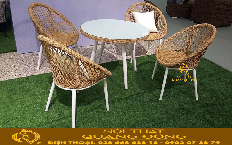 Bàn ghế mây nhựa|bàn ghế giả mây QD-2031 thiết kế đẹp lạ. Bàn ghế giả mây QD-2031 đan sợi nhựa giả mây siêu bền kháng tia uv, tia cực tím, sợi nhựa mây kết hợp cùng khung sườn vững chắc cho sản phẩm có độ bền cao.