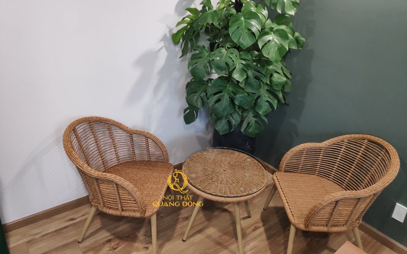 Bàn ghế giả mây cao cấp QD-2046 sang trọng từ màu sắc đến kiểu dáng sử dụng được ở mọi không gian